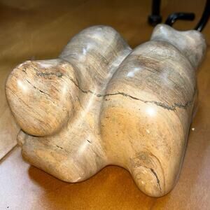 Vintage soapstone cat sculpture art signed and dated by artist folk art